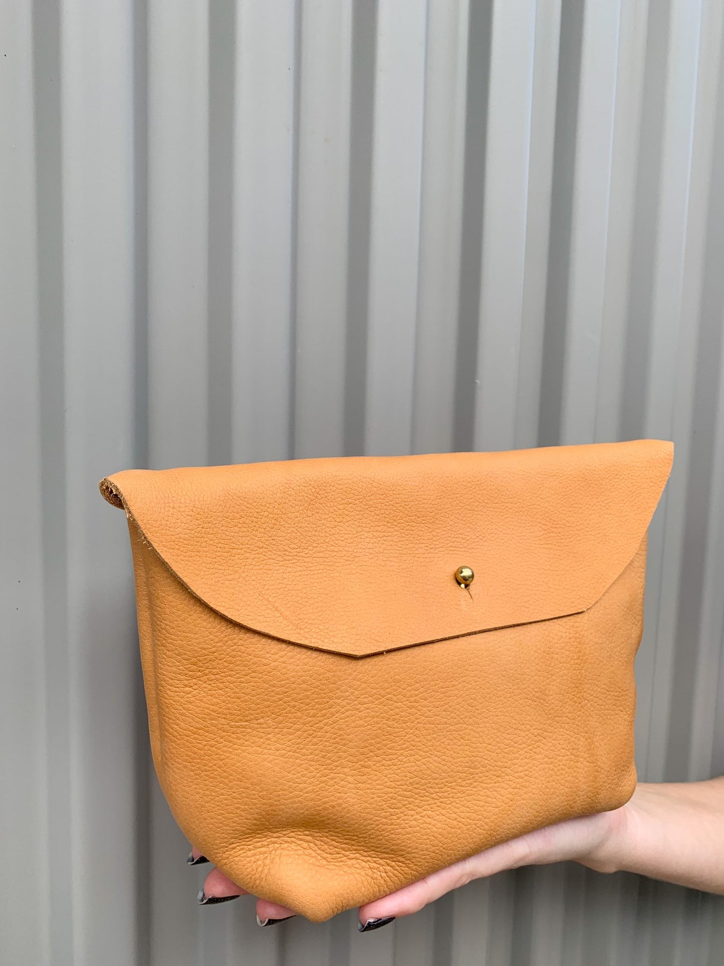 Kaya Leather Button Clutch