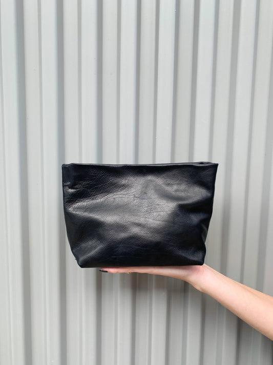 Black Leather Sleek Clutch
