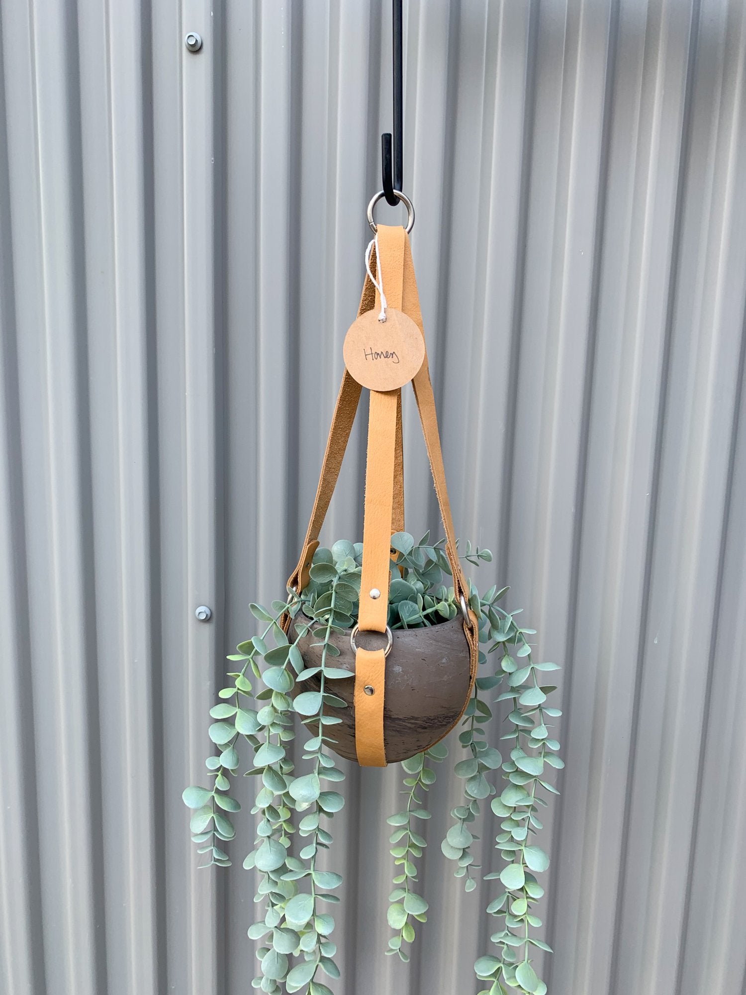 hanging planter leather straps Honey Plant Hanger – Lost Generation