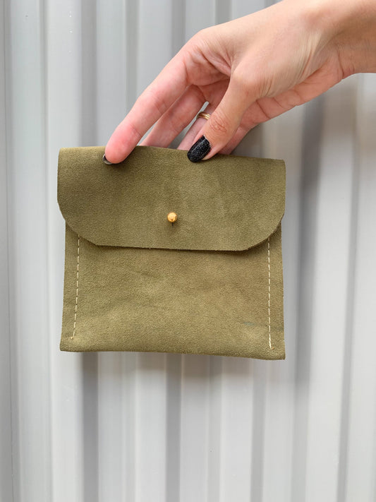 Olive Suede Pouch